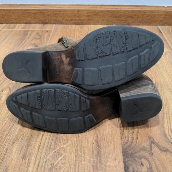 Pikolinos Women's Size 42 EU Ankle Buckle Booties Suede Leather Tan Slouchy Zip - Picture 10 of 13